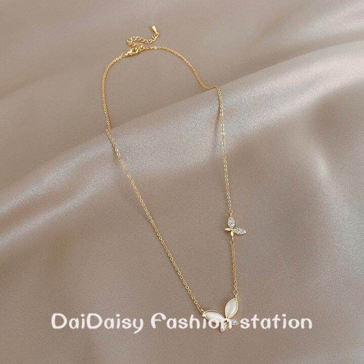 daidaisy-เครื่องประดับ-สร้อยคอ-สายโซ่-จี้ผีเสื้อ-ประดับโอปอล-หรูหรา-สําหรับผู้หญิง-2023-v721