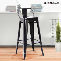 U-RO DECOR เก้าอี้บาร์สตูลเหล็ก รุ่น ZANIA-BC (ซาเนีย-บีซี) สีดำ ทรงสูง มีพนักพิง สไตล์ลอฟท์ เก้าอี้คาเฟ่ เก้าอี้ออกงาน เก้าอี้เหล็ก Chair บาร์สตูล Stool เก้าอี้บาร์สูง