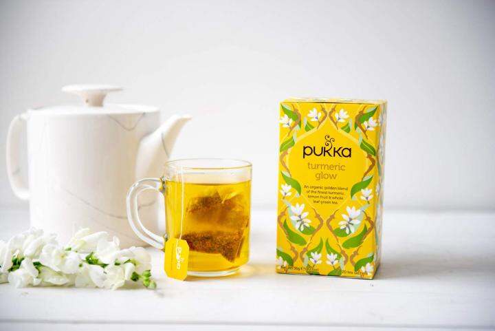 ชา-pukka-organic-herbal-tea-turmeric-glow-ชาสมุนไพรออแกนิค-ชาเพื่อสุขภาพจากประเทศอังกฤษ-1-กล่องมี-20-ซอง