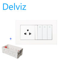 DELVIZ  3 ON/off 2 Street light switch + US 3 hole Wall socket. 16A power switch socket. With junction box.