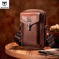 【YF】 Leather Mens Waist Multifunctional 7-inch Male Shoulder Messenger Bages