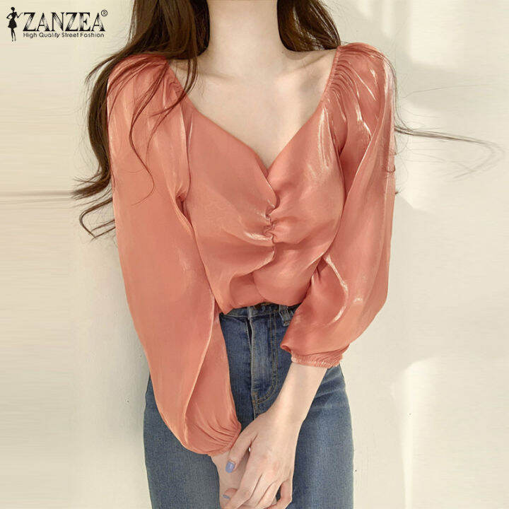 จัดส่งฟรี-fancystyle-zanzea-เสื้อคอวีสำหรับผู้หญิง-เสื้อสวมหัวระยิบระยับเสื้อสตรีแบบจีบลำลองทรงหลวม-10