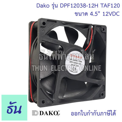 Dako พัดลม 4.5" เหลี่ยม ดำ 12VDC (มีลูกปืน)+ตะแกรงเหล็ก 12038 TAF120 พัดลมระบายความร้อน ธันไฟฟ้า