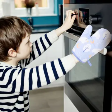 2Pcs Kids Oven Mitts Kitchen Heat Resistant Microwave Gloves Kitchen Mitts  for Children 