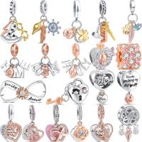 New Rose Gold Hollow Mom Eternal Family Lucky Pendant 925 Sterling Silver Beads Fit Original Pandora Charms Bracelet DIY Jewelry