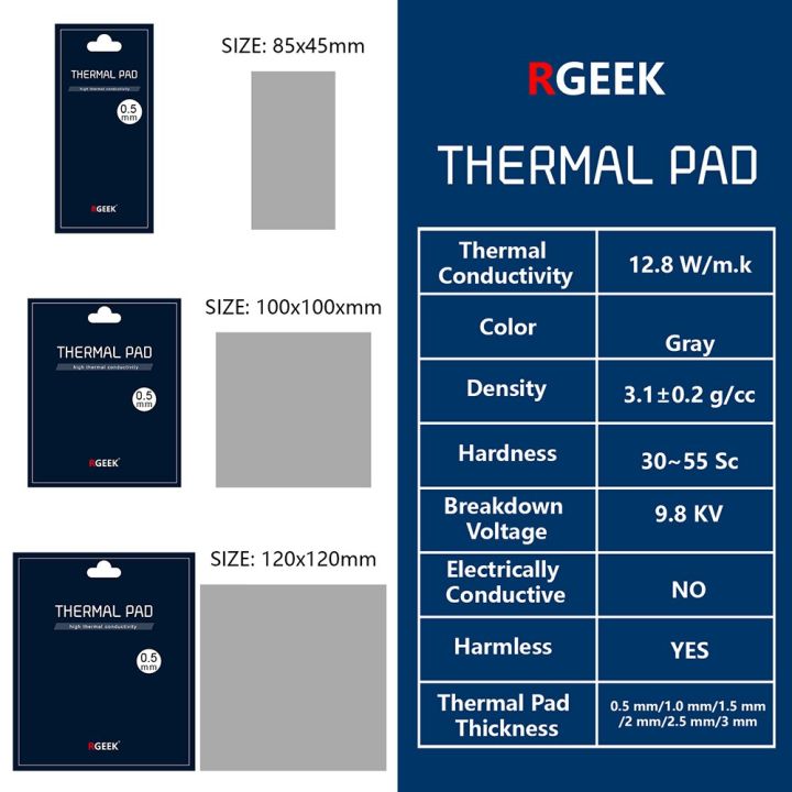 rgeek-แผ่นซิลิโคนจาระบีความร้อนนำความร้อนสูง12-8w-mk-แผ่นระบายความร้อนแผ่นซิลิโคนทำความเย็นฮีทซิงค์-cpu-gpu