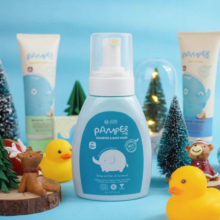 o-spa-natural-pamper-me-baby-shampoo-amp-bath-wash-foam-shea-butter-amp-coconut-200-ml-โฟมอาบน้ำและสระผม-2-in-1-สำหรับเด็ก-กลิ่น-เชียร์บัทเทอร์-และมะพร้าว