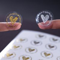 200Pcs/Set Bronzing Transparent Sealing Stickers Love Heart Round Gold Silver Black Envelop Candy Bag Lables for Baking Gift DIY Stickers Labels