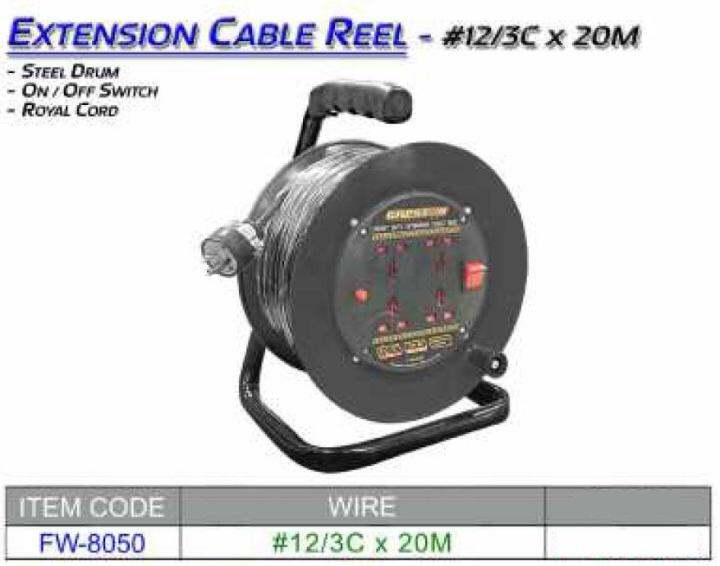 Creston 16AMP Industrial Extension Cable Reel 20M (Guage 12) Royal
