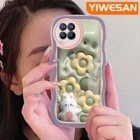 YIWESAN เคสสำหรับ Realme 8 5G 8S 5G Q3i V13 5G Narzo 30 Q3เคสการ์ตูน3D รูปกระต่ายดอกไม้ดีไซน์ใหม่ขอบครีมกันกระแทกแบบใสนิ่มเคสมือถือโปร่งใสลายกล้องถ่ายรูปเรียบง่ายนุ่มนวลฝาครอบป้องกัน