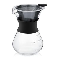 Manual Hand Drip Coffee Maker Glass Pot with Stainless Steel Filter