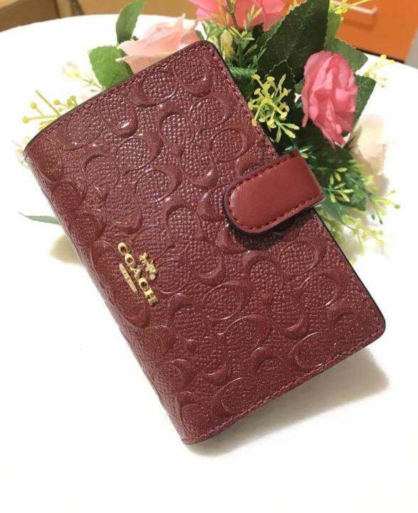 Authentic Coach Medium Corner Zip Wallet F25937 - Dark Red | Lazada PH