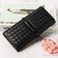 2023 New★ New Ladies Long Wallet Handmade Sheepskin Woven 3-Fold Wallet Korean Version Leather Wallet Spot Delivery