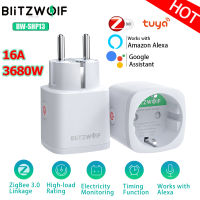 BlitzWolf EU Plug Smart Socket Zigbee 3.0 Power Outlet Electricity Monitor Tuya Remote Control Timer work with Alexa Home