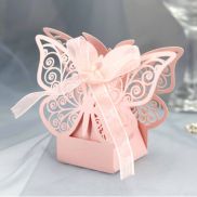 Baso4 papery DIY cưới nhỏ với ruy băng bướm dụng cụ tiệc hộp kẹo Hộp quà