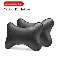 1PCS PU Leather Car Neck Pillow Seat Headrest Embroidery For Subaru BRZ XV SV Forester Legacy Outback Crosstrek Impreza WRX Seat Cushions