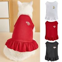 Summer Dog Dress Round Neck Cartoon Pattern Short Sleeves Pullover Streetwear Casual Wear Cute Outfit Cat Clothes Puppy Costume Dresses