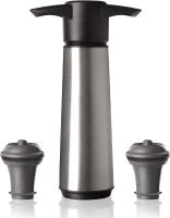 Vacu Vin Wine Saver Pump Stainless Steel with Vacuum Wine Stopper - Keep Your Wine Fresh for up to 10 Days - 1 Pump 2 Stoppers - Reusable - Made in the Netherlands