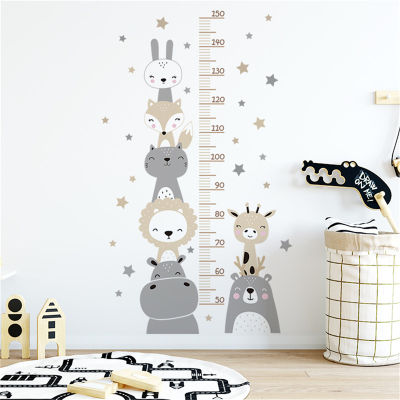 Room Decoration Kids Stickers Height Measurement Home Decor Cartoon Animals Wall Sticker Baby