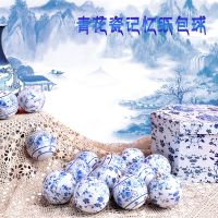 Christmas decoration supplies retro blue and white porcelain pattern paper bag ball pendant window scene layout memory ball Christmas ball