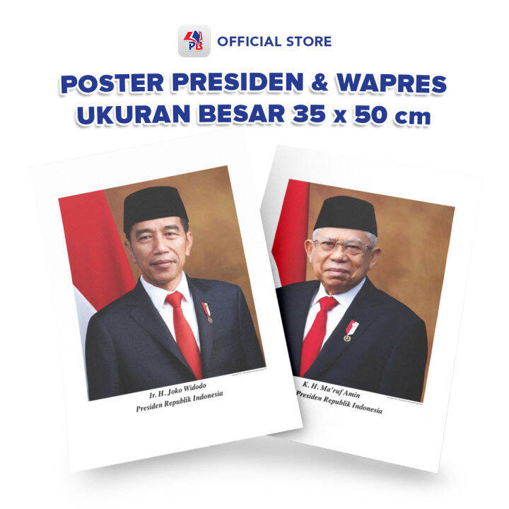 Foto Gambar Presiden Dan Wapres Indonesia 35x50 Besar / Poster Lembaran ...