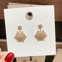 [COD] silver needle zircon snowflake hexagram star earrings simple female and cool net red 2020 new