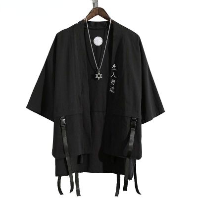 เสื้อเสื้อกิโมโนคาร์ดิแกนผู้ชาย Haori ฤดูร้อนเสื้อผ้าซามูไรญี่ปุ่นเสื้อคลุมยูกาตะหลวมเสื้อสตรีทแวร์เสื้อเสื้อจากญี่ปุ่น