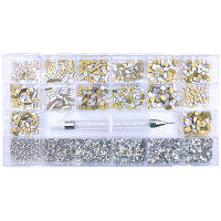 Fancy Nail Art Rhinestone Set Mixed Grids Multi-Shape White Opal Flatback Glass Diamond Decoration 8620PcsBox &amp; 1 Pick-Up Pen