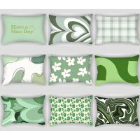 Green cushion cover 50 cm × 70 cm.40 cm × 60 cm.30 cm × 50 cm.Double-side lumbar Pillow case for Car sofa.Bedding Decor pillow cover