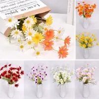 Houseeker 5 Heads Silk Daisy Artificial Flowers Cute Fake Flowers For Diy Wedding Home Spring Festival Decorations Bouquet without Vase