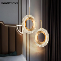 โคมไฟโคมไฟแขวน LED ทรงแหวนแบบเรียบง่ายสำหรับบ้าน DOOMYHOME โคมไฟของแต่งห้องทำงานห้องนอนห้องนั่งเล่นไฟติดเพดานเครื่องประดับตกแต่งภายในบ้านแบบนอร์ดิกสมัยใหม่