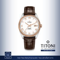 นาฬิกา Titoni Cosmo 41mm White Rose Gold Roman Dial Leather Strap (878 SRG-ST-657) Avid Time ของแท้ ประกันศูนย์