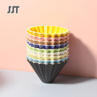 JJT ที่กรองกาแฟถ้วยกรองกาแฟ V60มือล้างฉากยึดสีถ้วยกรวยพับเซรามิกอุปกรณ์ชงกาแฟ