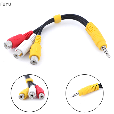 FUYU 1PC 3.5mm MINI AUX MALE STEREO TO 3 RCA FEMALE Audio Video AV ADAPTER CABLE