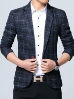 ZZOOI 2022  Mens Suit Jackets Autumn Slim Fit Plaid One Button Blazer Fashion New Masculino Stylish Formal England Jacket Fashion