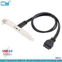 AA 0.5M USB3.1 Type-C Female To USB 3.0 Motherboard 20Pin Panel Mount  With Rear PCI Back Panel Expansion Bracket For PC