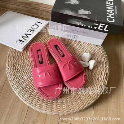 2023 New Grass Knitted Flat Bottom Sandals for Women to Wear Comfortably and Versatile French Fairy Slippers