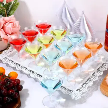 6PCS/Lot Plastic Martini Glasses Clear Hard Disposable Party Wedding Cups Fancy  Champagne Toasting Glasses Cutlery