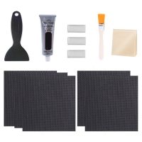 Trampoline Patch Repair Kit ชุดซ่อมเต็นท์กันน้ำติดทนนานพร้อมกาวสำหรับยึด Trampoline Mat 4 X 4 นิ้ว