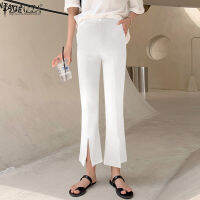 กางเกงขายาวผู้หญิง MOMONACO ZANZEA Muslimah Split Work OL Casual Plain Flared Loose Trousers #10