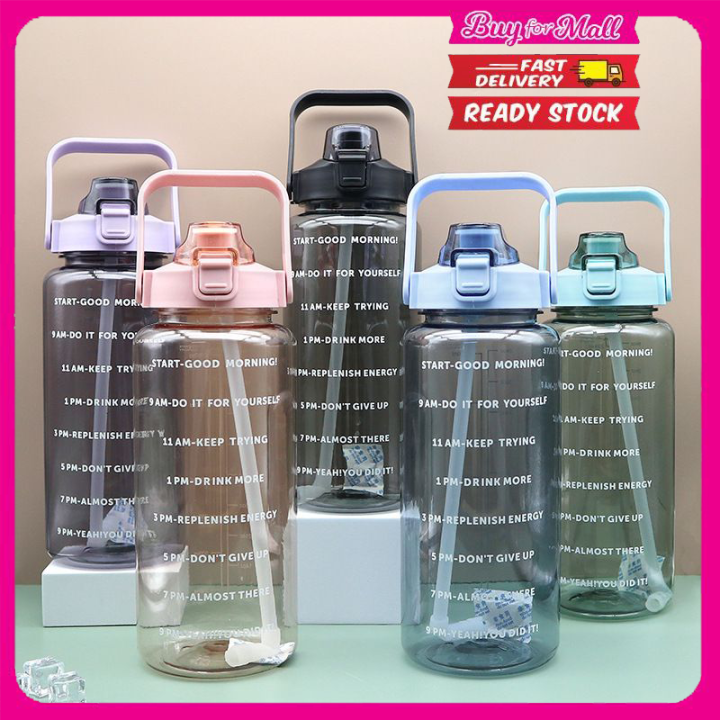 2000ml / 1000ml with reminder time Water Bottle Tumbler with straw ...