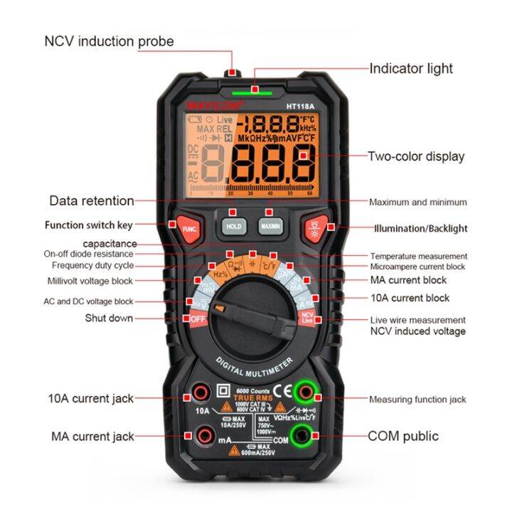 mayilon-ht118a-digital-multimeter-auto-range-ncv-hz-ture-rms-ac-dc-6000-counts-high-precise-multimetro-testers