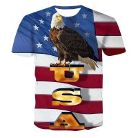 Summer Hot Eagle Hawk T-Shirts USA American Flag 3D Print Streetwear Men Women Fashion Oversized T Shirt Kids Tees Tops Clothing