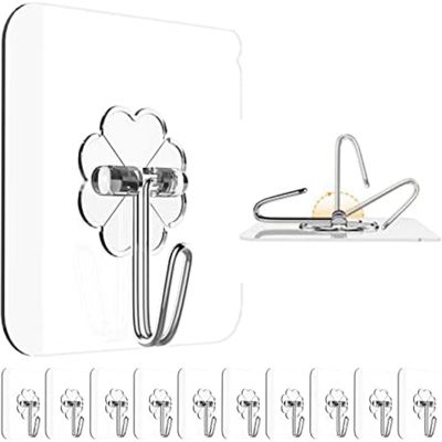 Adhesive Hooks for Hanging Heavy Duty - 12 Pack Wall Hooks 13Lb(Max), Sticky Hooks Waterproof, Wall Hangers