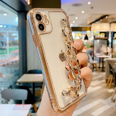 「16- digits」ชุบสร้อยข้อมือกันชนกรณีโทรศัพท์สำหรับ iPhone 11 12 Pro 13 X XR XS Max 7 8บวก SE2020ทองข้อมือโซ่กล้องคุ้มครองครอบคลุม