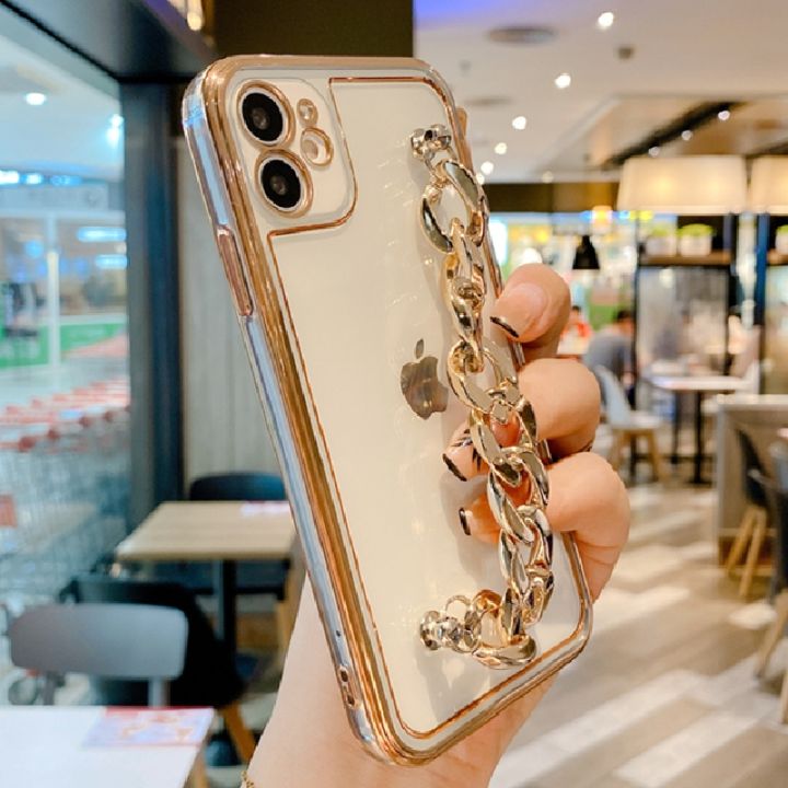 16-digits-ชุบสร้อยข้อมือกันชนกรณีโทรศัพท์สำหรับ-iphone-11-12-pro-13-x-xr-xs-max-7-8บวก-se2020ทองข้อมือโซ่กล้องคุ้มครองครอบคลุม