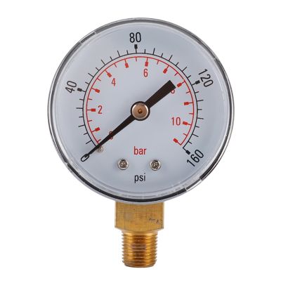 50มม. Dia 0-160psi / 0-11bar Dual Scale Pneumatic &amp; Hydraulic เครื่องวัดความดันอเนกประสงค์ Manometer Gas Water Oil