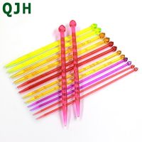 QJH Brand Multi Colors 14pcs Knitting Needles Weaving Tool Crystal Knitting Needle Tools For Women Mom Scarf Sweater Tools