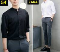 เสื้อเชิ้ตแขนยาว คอจีน ผ้าcotton100% - มี5 สี* Size อก39-44