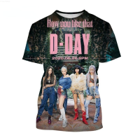blackpink2023 Korean womens Group T-shirt Casual Actress 3D Personality Print Short Sleeve Top Male/Female{trading up}